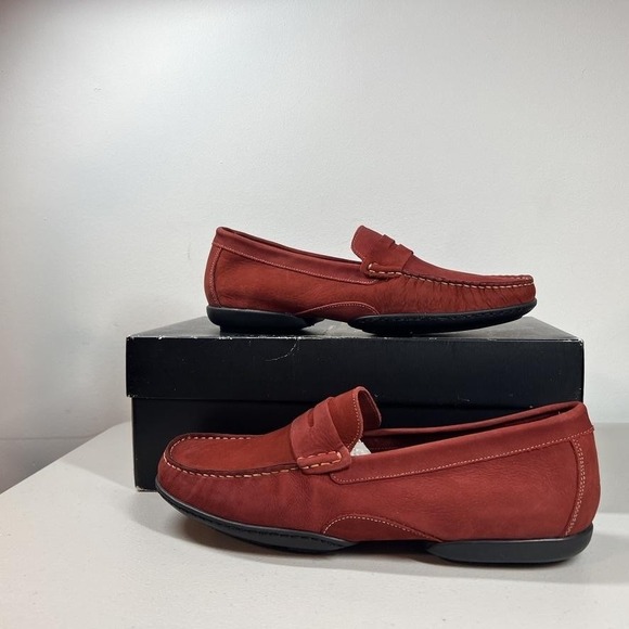 Martin Dingman Loafers Mens 10.5‎ Brick Mike Nubuck Suede Penny Loafer Moccasin